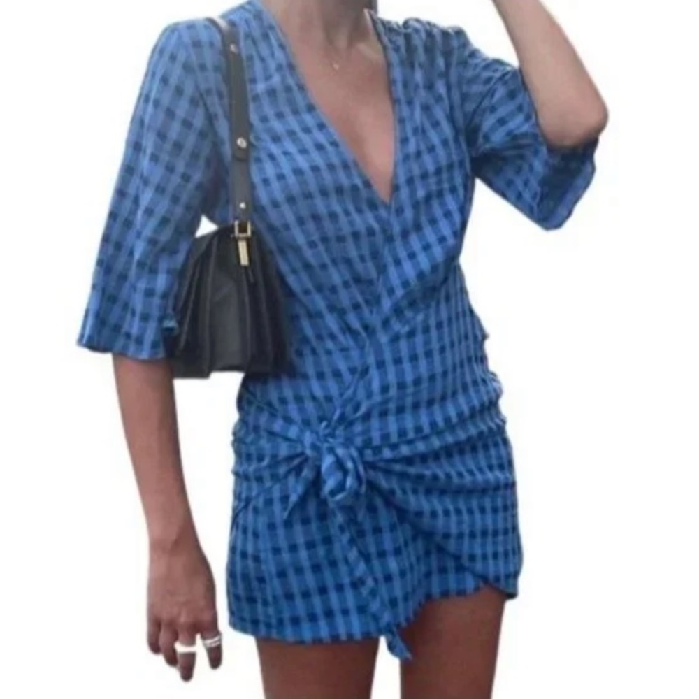 ZARA front tie plaid dress